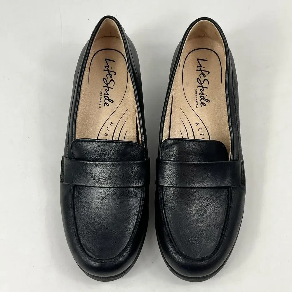 LifeStride Sonoma 2 Loafers Womens Size 6.5 Black Slip On Comfort Shoes Soft
